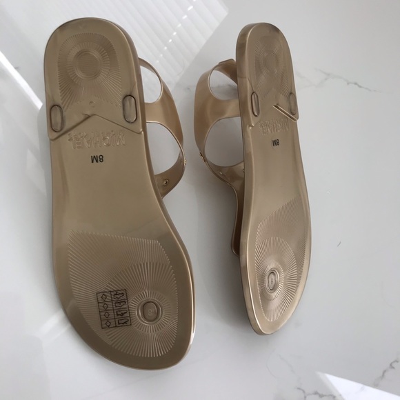 Michael Kors jelly gold sandals sling back thong - Picture 6 of 6